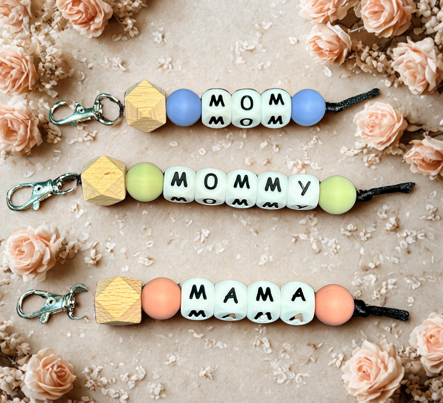 Handmade Key clips for Mom, Mama and Mommy.  - Mother’s gift idea.