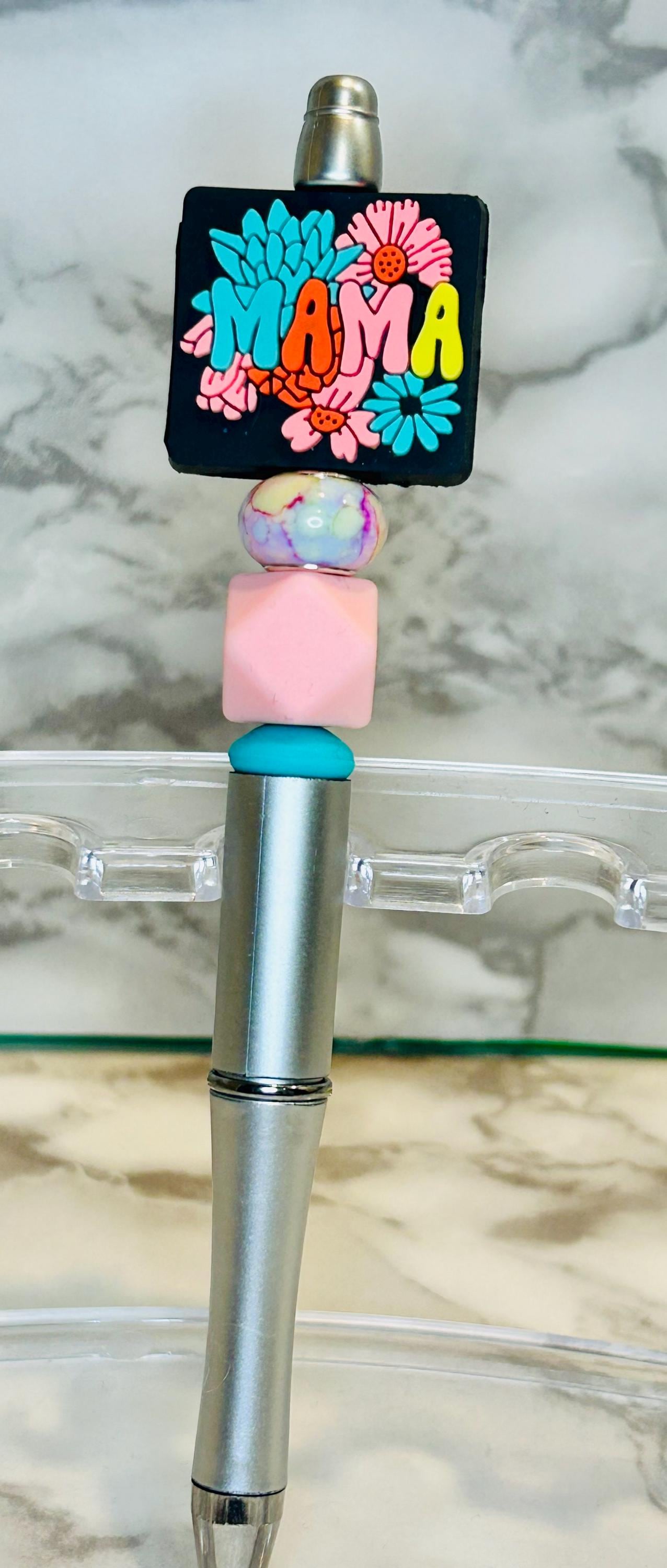 Silicone beaded pens, mom beaded pens, fur mom, mama bear, coffee mom, flower mom. great gifts