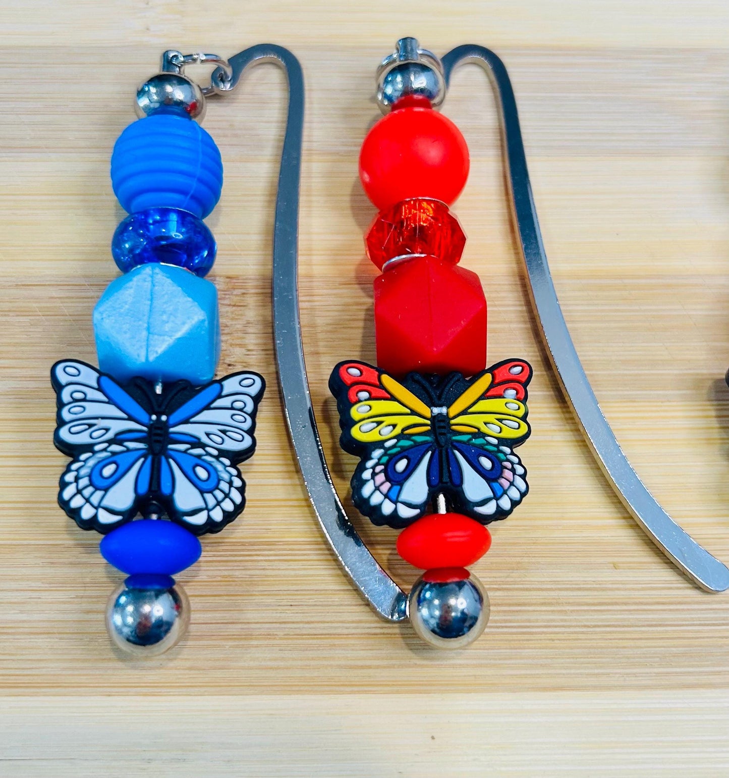 Silicone Beaded Butterfly bookmarks, book lovers, cute butterflies, reading, colorful, focal beads