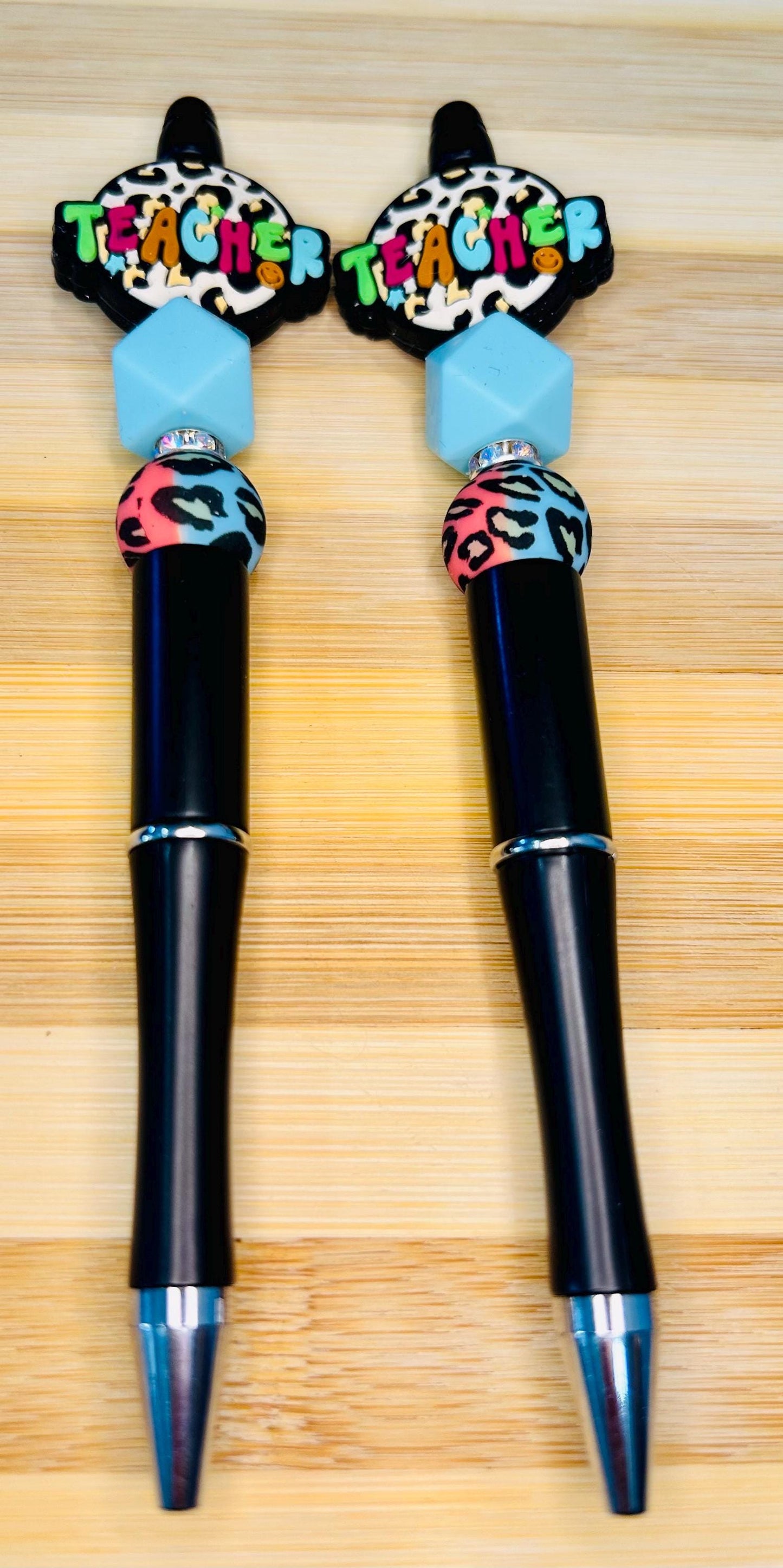 Stylish Leopard Print Beaded Pen for Teachers - Unique Silicone Beads