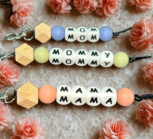 Handmade Key clips for Mom, Mama and Mommy.  - Mother’s gift idea.