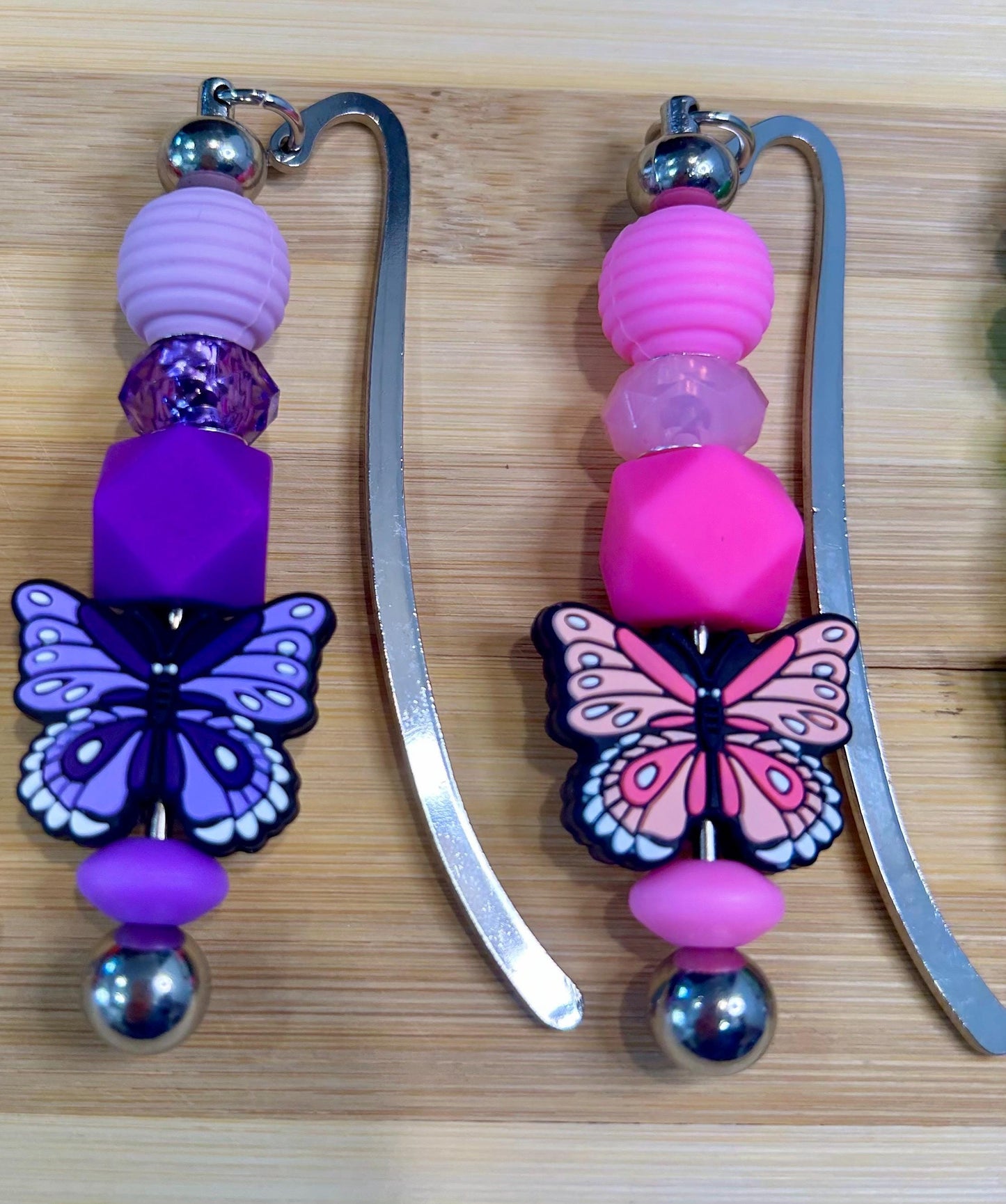 Silicone Beaded Butterfly bookmarks, book lovers, cute butterflies, reading, colorful, focal beads