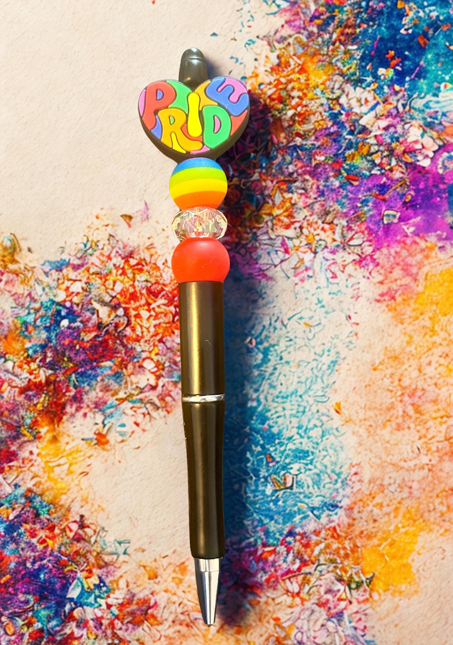 Unique Beaded Pens- Silicone and acrylic beads- Colorful and Cute! Large selection available