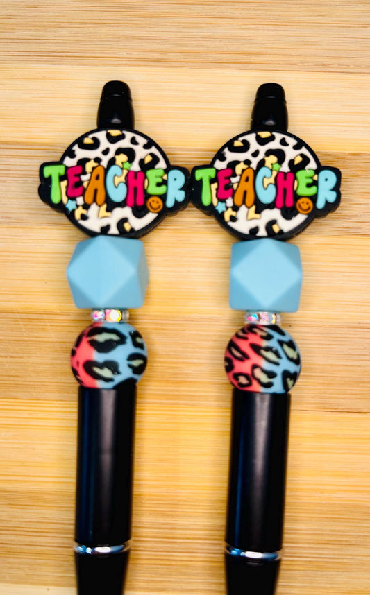 Stylish Leopard Print Beaded Pen for Teachers - Unique Silicone Beads