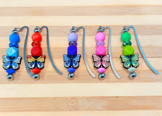 Silicone Beaded Butterfly bookmarks, book lovers, cute butterflies, reading, colorful, focal beads