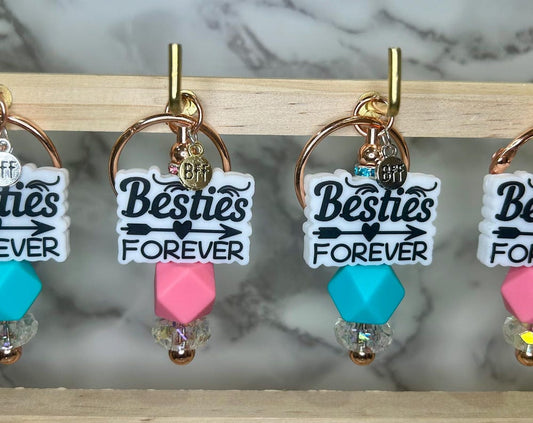 BESTIES Forever beaded keychain with BFF charm